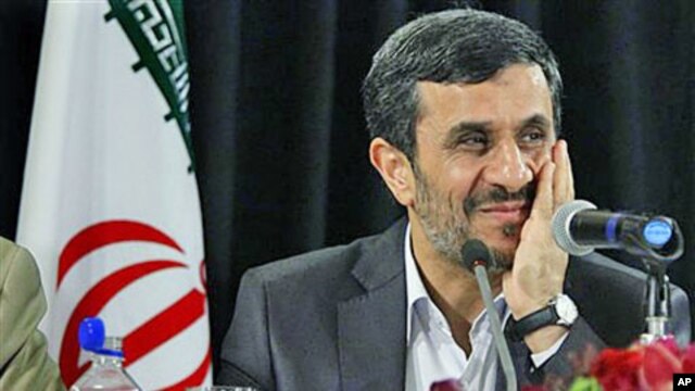 Iranian President Mahmoud Ahmadinejad, President of the Islamic Republic of Iran, listens during a press conference in New York, September 23, 2011.