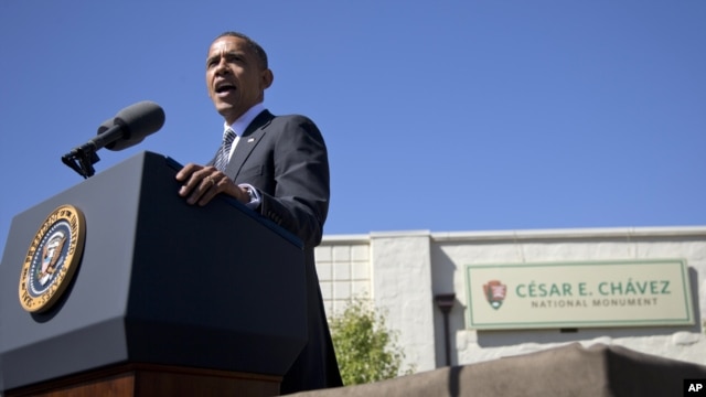 President Obama speaks at Cesar Chavez National Monument Oct. 8, 2012