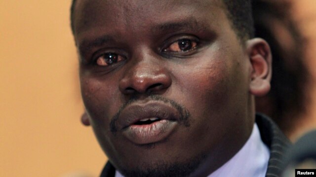 Audio executive Joshua Arap Sang named in an International Criminal Court (ICC) list of suspects, addresses a news conference in Nairobi in this December 16, 2010 file photo.