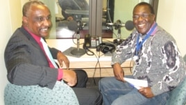 SPLM-N Secretary General Yasir Arman and South Sudan in Focus Host John Tanza at VOA's studio in Washington, D.C. (Courtesy photo)                              