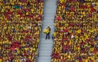 Colombian fans cheer their team to a 2-1 victory over Cote d'Ivoire.