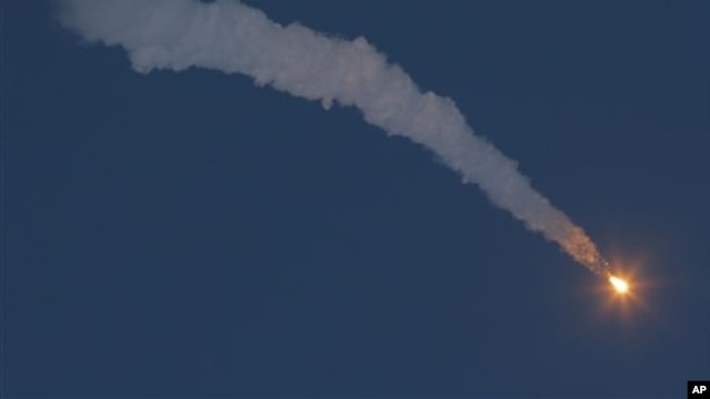 Soyuz-FG rocket booster fires Soyuz TMA-07M spaceship to the International Space Station from the Russian-leased Baikonur Cosmodrome, Kazakhstan, Dec. 19, 2012.
