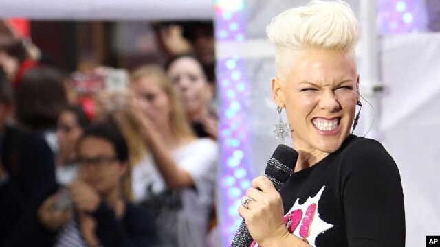 This image released by Starpix shows singer Pink performing during an appearance on the "Today" show, Sept. 18, 2012 in New York. Pink was promoting her new album, "The Truth About Love."