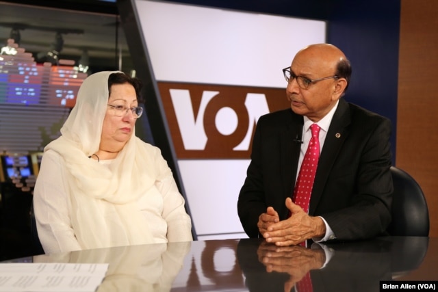 Khizr and Ghazala Khan, the parents of an Army captain killed in Iraq, speak with VOA in Washington, D.C., August 1, 2016. (Brian Allen/VOA)