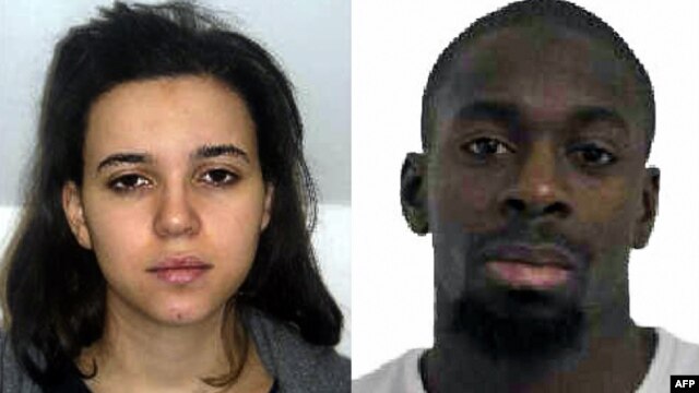 Hayat Boumeddiene, 26 tuổi, bạn gái của Amedy Coulibaly (phải), kẻ đã giết chết bốn người đi mua hàng tại một chợ thực phẩm Do Thái ở Paris hôm 9/1/2015 trước khi bị các lực lượng an ninh hạ sát.