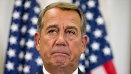 Chủ tịch Hạ viện John Boehner trong một cuộc họp báo với các thành viên của ban lãnh đạo đảng Cộng hòa tại Quốc hội.