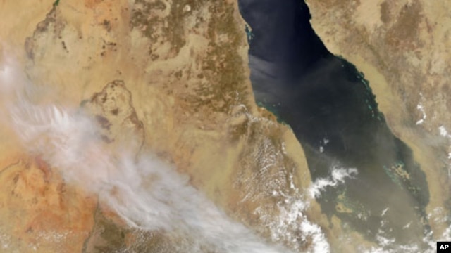 A natural-color image released by NASA shows plumes billowing from Nabro volcano in Eritrea on June 13, 2011