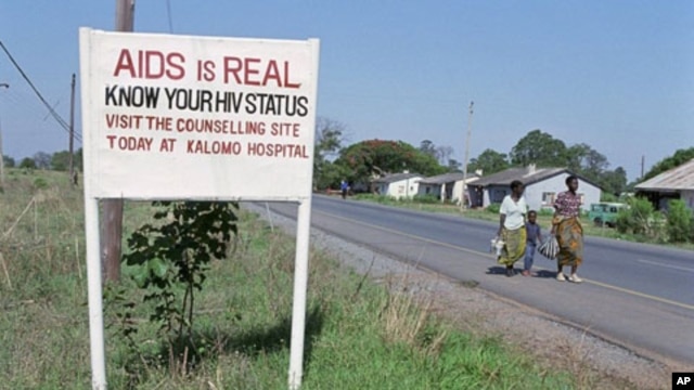 Road sign in Zambia urging AIDS awareness.