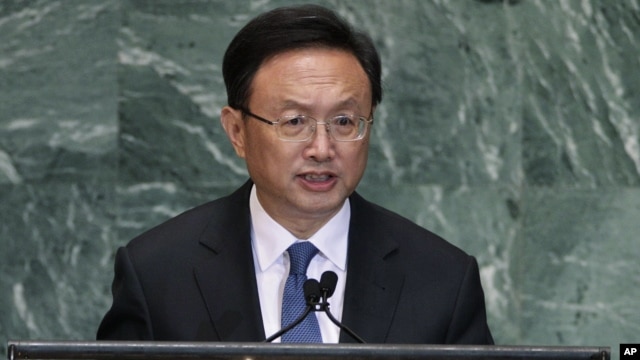 Chinese Foreign Minister Yang Jiechi addresses the 67th session of the United Nations General Assembly, September 27, 2012.