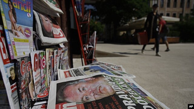 Newspapers on a stand in Sarajevo,Bosnia, May 27, 2011