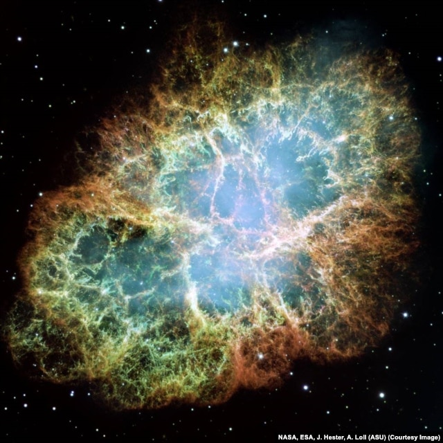 The Crab Nebula is the result of a stellar explosion which you can see with a pair of binoculars now. In 1054, humans everywhere thought a new star had appeared out of nowhere. Luckily for them, the explosion happened 6,500 light years away.