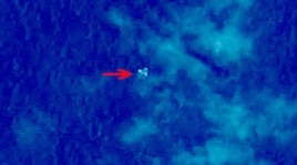 Handout photo provided by China Center for Resources Satellite Data and Application shows satellite image taken from space, illustrating objects in a "suspected crash sea area" in the South China Sea on March 9, 2014, thought to possibly be from the miss