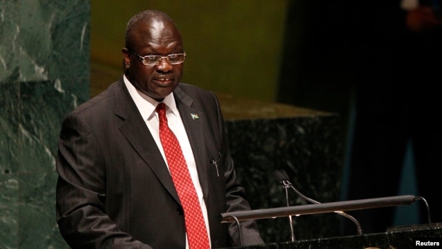 South Sudan's former Vice President Riek Machar at United Nations General Assembly, New York, July 2011 file photo.