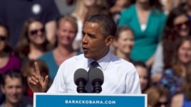 President Barack Obama speaks at a campaign rally in Golden, Colorado, September 13, 2012.