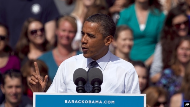 President Barack Obama speaks at a campaign rally in Golden, Colorado, September 13, 2012.