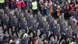Members of the Kosovo Security Force march during a celebration marking the fifth anniversary of Kosovo's secession from Serbia in Pristina February 17, 2013.