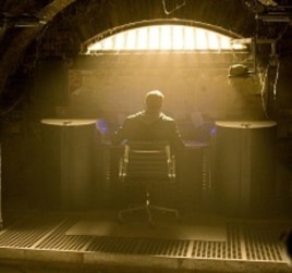 Garrett Hedlund in scene from TRON LEGACY