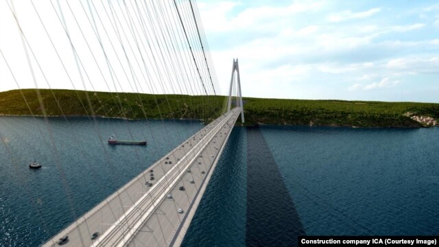 A computer model of the Yavuz Sultan Selim Bridge. Once built, the bridge would be the widest in the world and it would be the third spanning the Bosphorus Strait, which connects Europe and Asia.