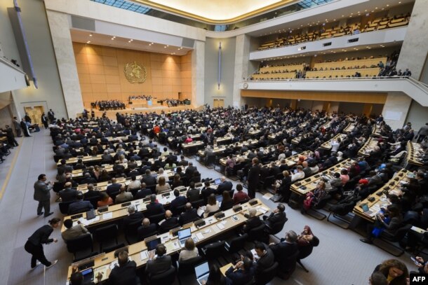 The opening of the World Health Assembly, with some 3,000 delegates from its 194 member states in Geneva, Switzerland, May 23, 2016