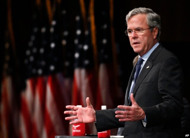 Former Florida Gov. Jeb Bush speaks during a Faith and Family Presidential Forum at Bob Jones University in Greenville, S.C., Feb. 12, 2016.