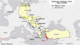 Migrant arrival points and camps