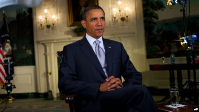 US President Barack Obama records the weekly address, 23 Oct 2010