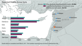 Deaths from Syrian conflict, updated Feb. 14, 2013.