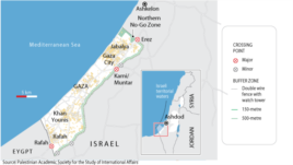 Map of Gaza with border crossings