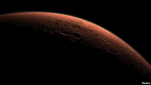 Imagen generada por computadora de la superficie de Marte.