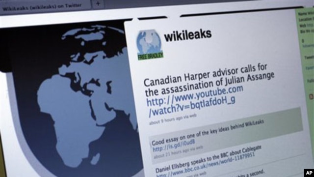 The Twitter homepage of Wikileaks (file photo)