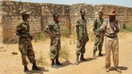 Ethiopian soldiers patrol in the town of Baidoa in Somalia, Feb. 29, 2012.