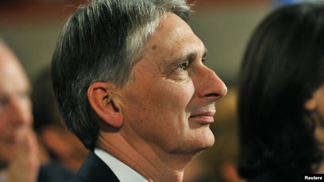 Britain's Defence Secretary Philip Hammond at the Conservative Party conference in Birmingham, central England, October 10, 2012.