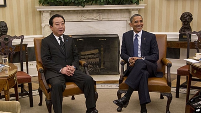 Japanese Prime Minister Yoshihiko Noda and President Obama at White House, Washington, D.C., April 30, 2012.