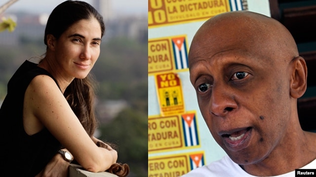 La bloguera cubana Yoani Sánchez y el disidente Guillermo Fariñas, Premio Sajarov 2010.