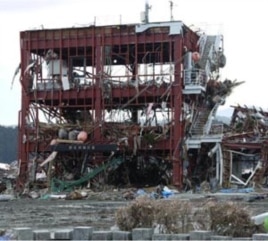 The roof of this building in Minamisanriku, Japan was a designated safe haven, but it proved insufficiently high. Around 10 people managed to cling to life there, but 20 others were swept away.