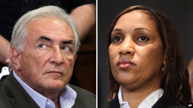 Cựu tổng giám đốc IMF Strauss-Kahn (trái) và bà Nafissatou Diallo, người dọn phòng khách sạn 