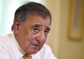 Defense Secretary Leon Panetta is interviewed by The Associated Press at the Pentagon, August 13, 2012.