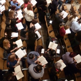 Most of the "Messiah Sing-In" participants bring their own scores.