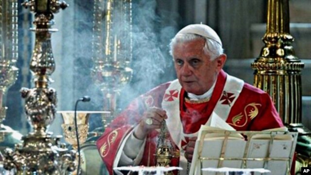 Pope Benedict XVI presides over a Mass at Westminster Cathedral in central London, on September 18, 2010