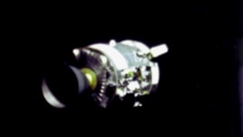 This view of the damaged Apollo 13 Service Module was taken from the Command Module as the Apollo crew returned to earth.
