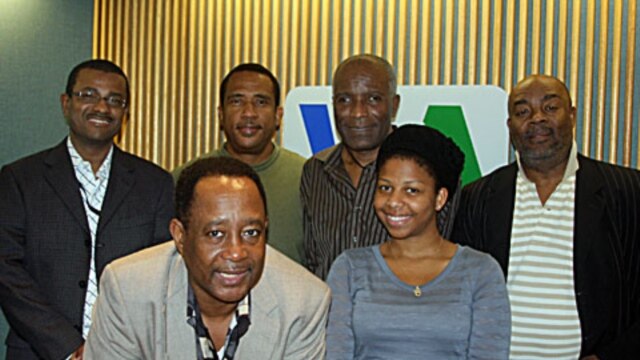Premye ranje (de goch a dwat): Lyonel Desmarattes ak Coralie Saint-Louis - 2èm ranje: Ronald César, Jn-Pierre Leroy, Jacques Jn-Baptiste ak Jn-Robert Philippe.   