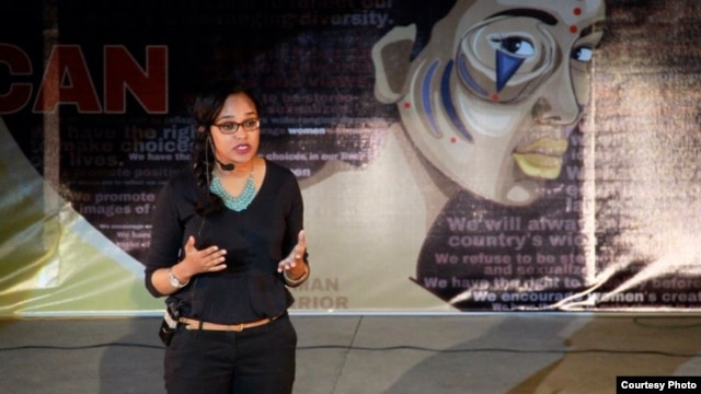 Najla Salih presents her poetry as a new view of Sudan, women and beauty during a TED talk on YouTube. (Courtesy Najla Salih)