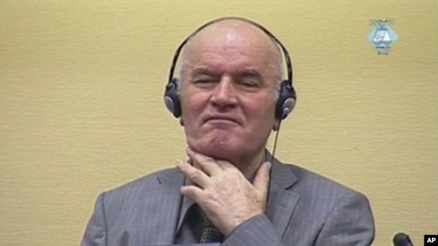 Former Bosnian Serb military commander Ratko Mladic appears in court at the International Criminal Tribunal for the former Yugoslavia (ICTY) in the Hague in this still image taken from video, June 3, 2011