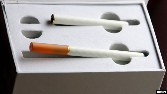 E-cigarette, an electronic substitute, slightly longer than a normal cigarette.