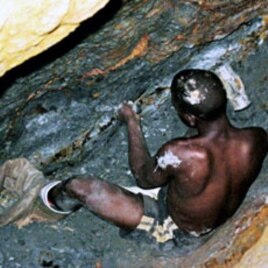 A Congolese miner chips away inside a deep mine west of the eastern Congolese town of Goma, Kivu region (File)