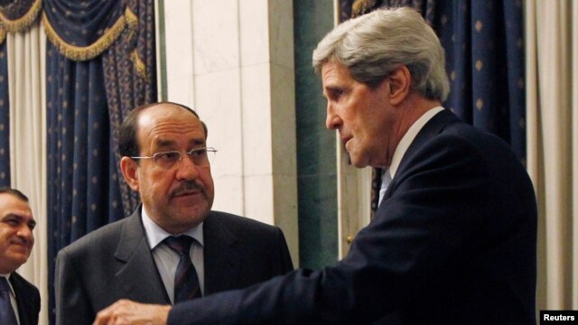 Ngoại trưởng Hoa Kỳ John Kerry gặp Thủ tướng Iraq Nouri al-Maliki tại Baghdad, ngày 24/3/2013.
