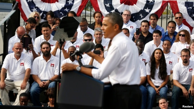 Tổng thống Obama nói về tình trạng bế tắc ngân sách tại M. Luis Constructịon, một doanh nghiệp nhỏ ở thành phố Rockville, bang Maryland 3/10/13
