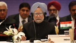 Indian Prime Minister Manmohan Singh speaks at the plenary session of Association of Southeast Asian Nations (ASEAN) India commemorative summit, in New Delhi, India,  Dec. 20, 2012.