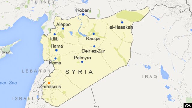 Bản đồ khu vực Syria, nơi em trai Alaa Saadeh định đến để chiến đấu cùng nhóm khủng bố Nhà nước Hồi giáo.