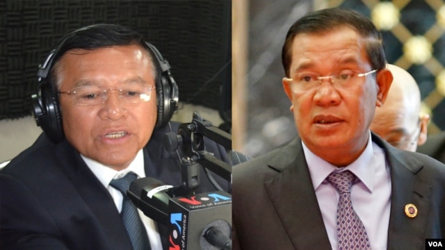 Kem Sokha, vice president of the opposition Cambodia National Rescue Party and first vice president of Cambodia's National Assembly (left) and Hun Sen, Cambodian Prime Minister (right).